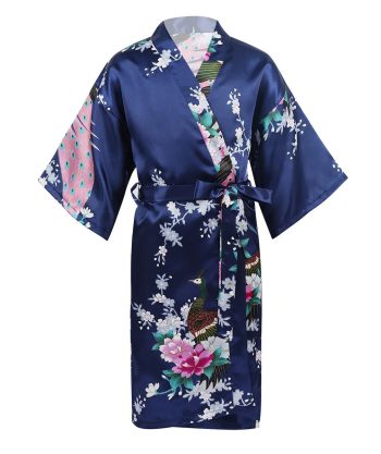 Kids Floral Kimono Style Satin Robe