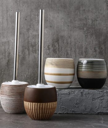 Earth Tone Toilet Brush & Holder Set