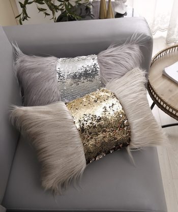 Luxurious Sequin/Fur Cushion Cover
