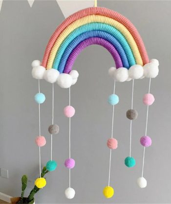 Handwoven Hanging Rainbow Clouds Decor