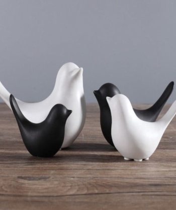 Black and White Bird Figurines