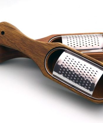 Stainless Steel Cheese Grater with Removable Acacia Wood Collector