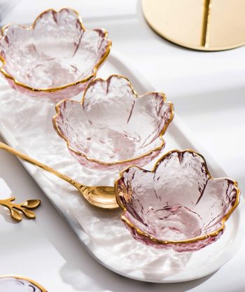 Gold Inlay Glass Sauce Bowl