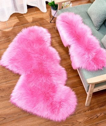 Fluffy Double Heart Rug