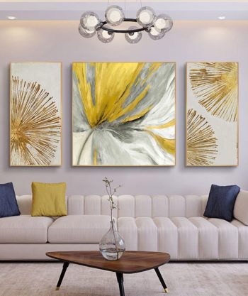 3 Canvas Panels of Abstract Floral Prints